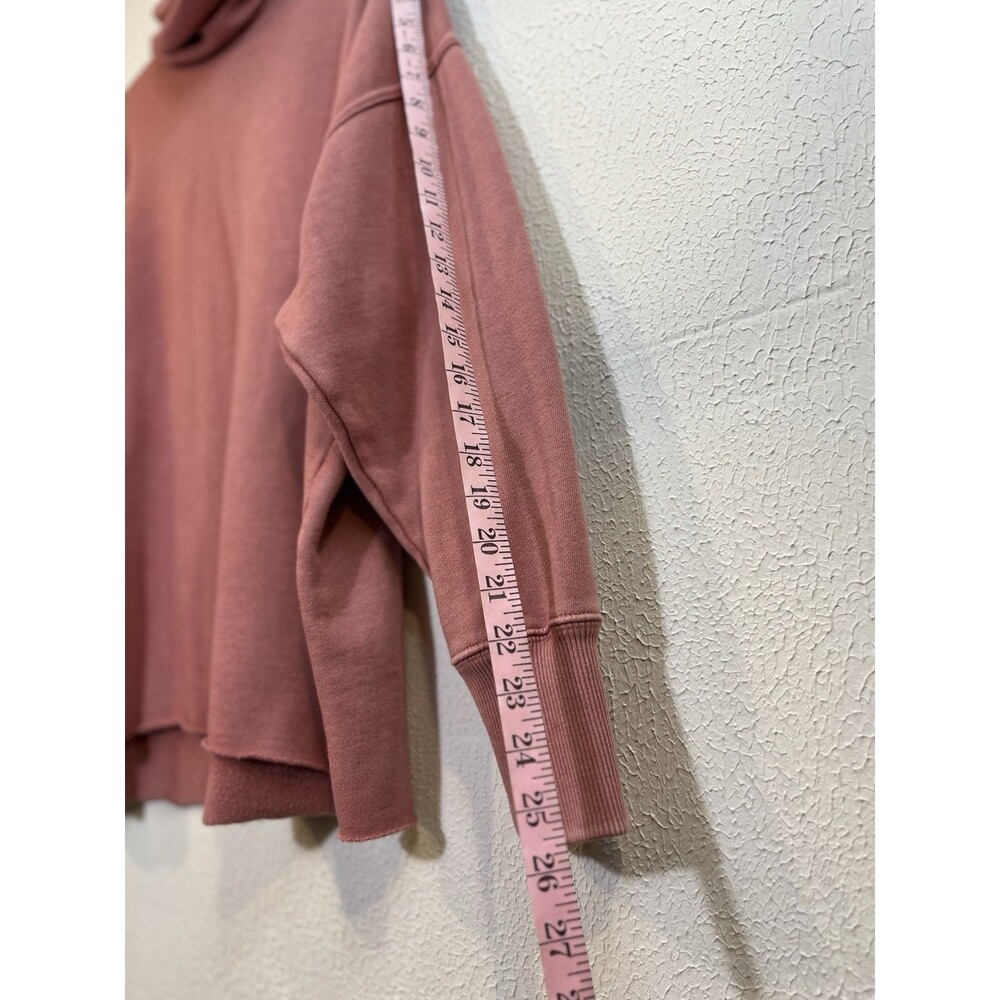 Aerie Cowl Neck Sweatshirt Women’s M Pink Oversized Raw Hem Long Sleeve - Picture 5 of 9